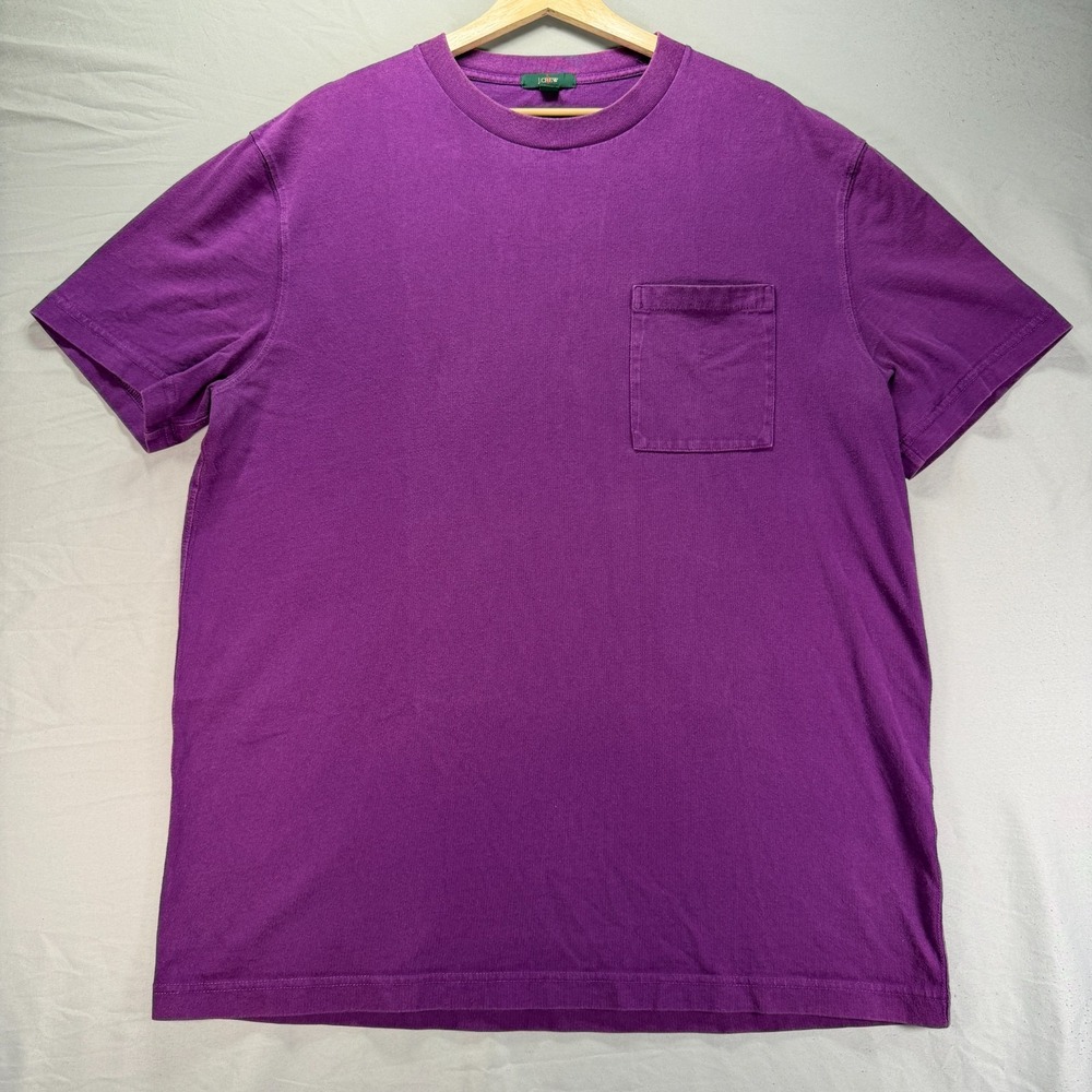 Vintage J Crew Oarsman T Shirt Mens Large Purple Pocket Tee Short Sleeve Blank